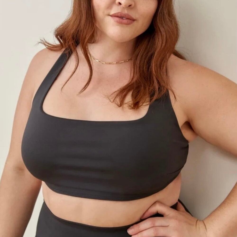 Reformation Gwen EcoMove Sports Bra Black Racerback Yoga Gym Workout Running 2X